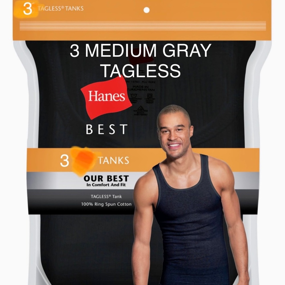 3 Gray Hanes tank top for men size medium